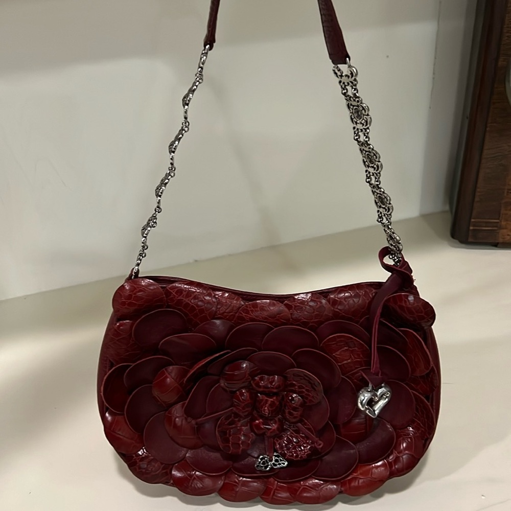 NWOT Brighton red clutch floral leather front and matching wallet